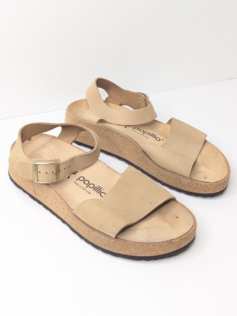 Papillio Glenda Wedge Platform Sandals Tan Leather Womens 9 Narrow (EU 40)